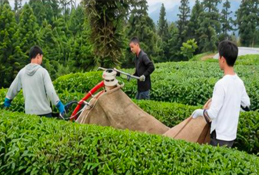 Fresh tea leaves harvested in the field