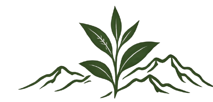 Pure Origin mountain and tea leaf logo